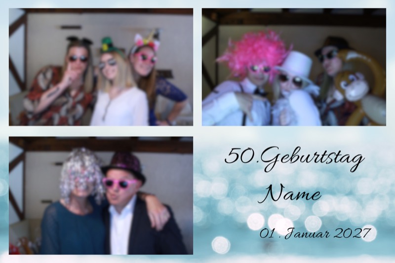 Geburtstag-Layout „Eisblaues Bokeh" als Collage
