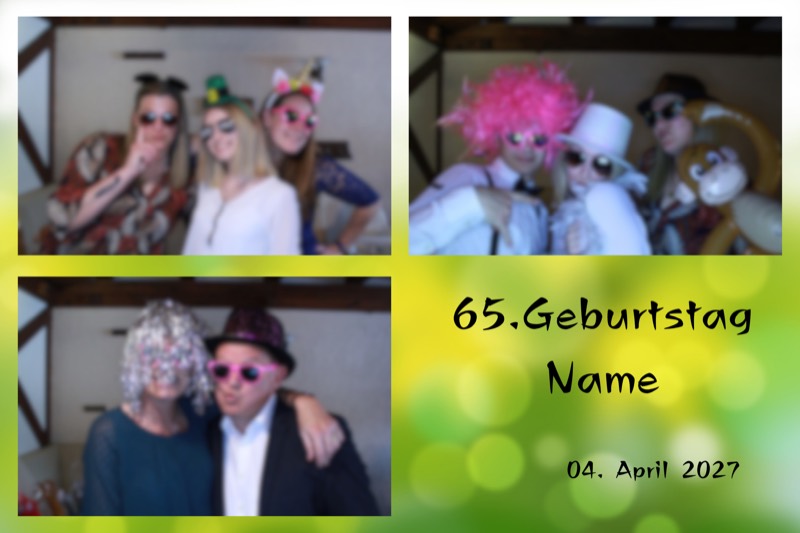 Geburtstag-Layout „Frisches Grüngelb" als Collage