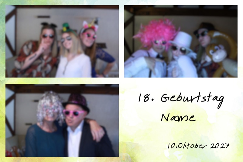Geburtstag-Layout „Zartgrüner Pinselstrich" als Collage
