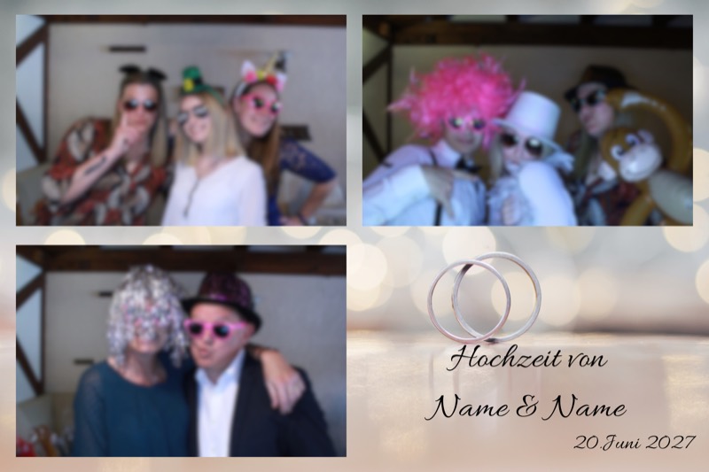 Hochzeit-Layout „Ringe im Bokeh" als Collage