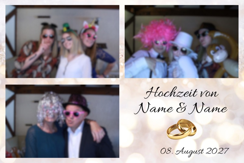 Hochzeit-Layout „Goldene Ringe & Champagner" als Collage
