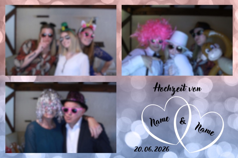Hochzeit-Layout „Rosé mit Doppelherz" als Collage