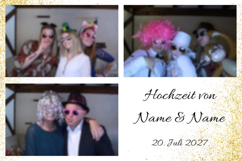 Hochzeit-Layout „Goldglitzer auf Weiß" als Collage