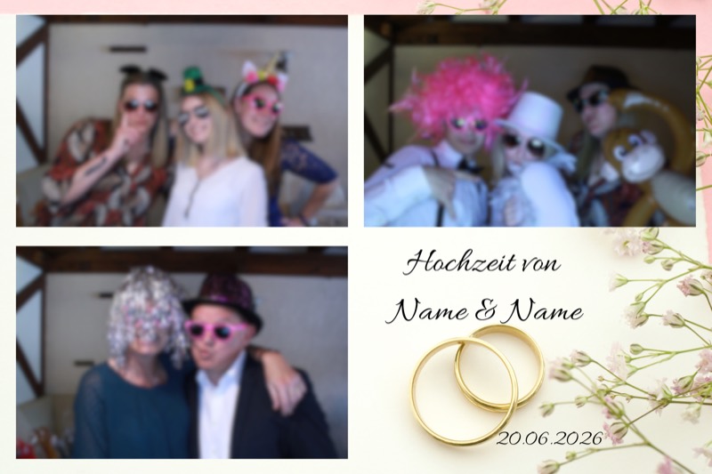 Hochzeit-Layout „Zarte Blüten & Ringe" als Collage