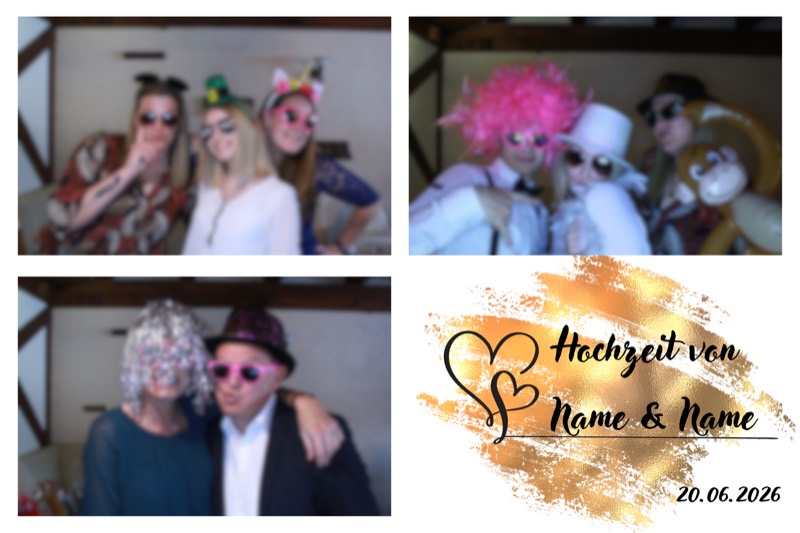 Hochzeit-Layout „Goldener Pinselstrich" als Collage