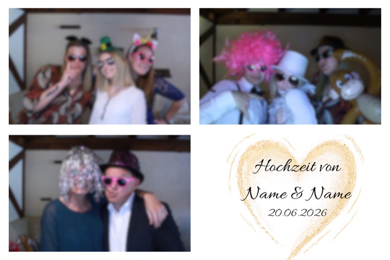 Hochzeit-Layout „Goldenes Herz" als Collage