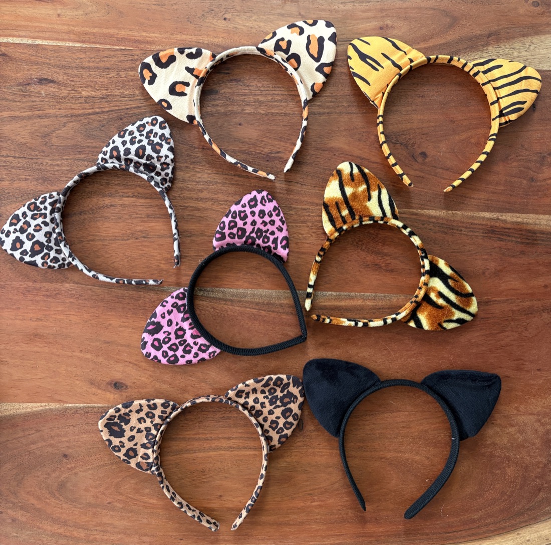Haarreifen mit Katzenohren in Leoparden- und Tigermuster